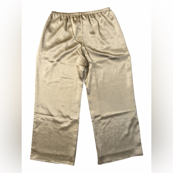 A&F Gold Metallic Pleated Wide Leg Pants L | Holiday Party NYE Outfit - Picture 7 of 13